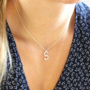 Necklaces | Diamante Initial Necklace in Silver – Womens Jewellery Necklaces