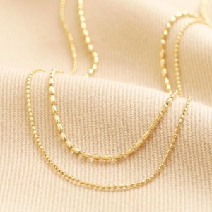 Necklaces | Double Ball Chain Necklace in Gold – Womens Jewellery Necklaces