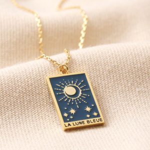 Necklaces | Enamel Blue Moon Tarot Card Pendant Necklace in Gold – Womens Jewellery Necklaces