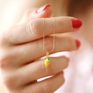 Necklaces | Enamel Lemon Pendant Necklace in Gold – Womens Jewellery Necklaces