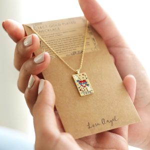 Necklaces | Enamel Love Tarot Card Style Necklace in Gold – Womens Jewellery Necklaces