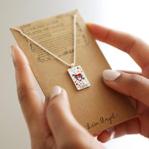 Necklaces | Enamel Love Tarot Card Style Necklace in Silver – Womens Jewellery Necklaces