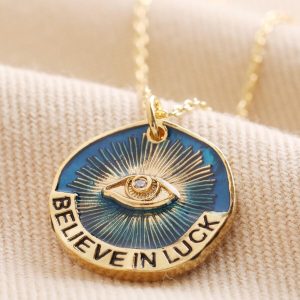 Necklaces | Enamel Talisman Evil Eye Pendant Necklace in Gold – Womens Jewellery Necklaces