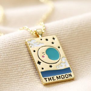 Necklaces | Enamel The Moon Tarot Card Necklace in Gold – Womens Jewellery Necklaces