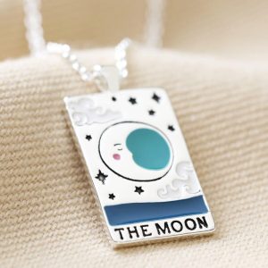 Necklaces | Enamel The Moon Tarot Card Necklace in Silver – Womens Jewellery Necklaces