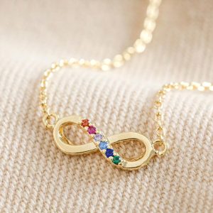 Necklaces | Estella Bartlett Multicoloured Crystal Infinity Pendant Necklace in Gold – Womens Jewellery Necklaces