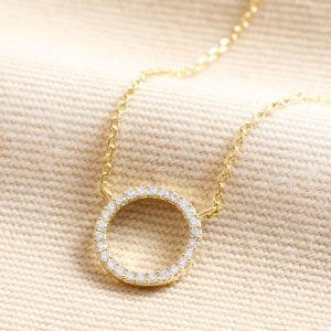 Necklaces | Estella Bartlett Pavé Circle Pendant Necklace in Gold – Womens Jewellery Necklaces