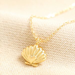 Necklaces | Estella Bartlett Scallop and Heart Pendant Necklace in Gold – Womens Jewellery Necklaces