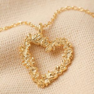 Necklaces | Floral Heart Pendant Necklace in Gold – Womens Jewellery Necklaces