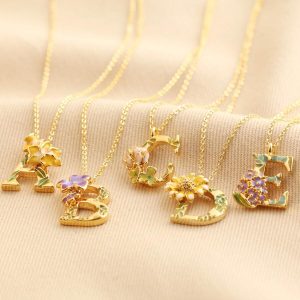 Necklaces | Floral Initial Necklace in Gold – Womens Jewellery Necklaces