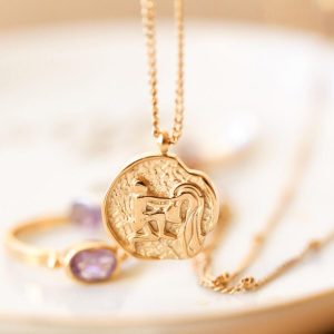 Necklaces | Gold Stainless Steel Aquarius Pendant Necklace – Womens Jewellery Necklaces