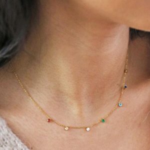 Necklaces | Gold Stainless Steel Rainbow Crystals Necklace – Womens Jewellery Necklaces