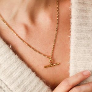 Necklaces | Gold Stainless Steel T-Bar Necklace – Womens Jewellery Necklaces