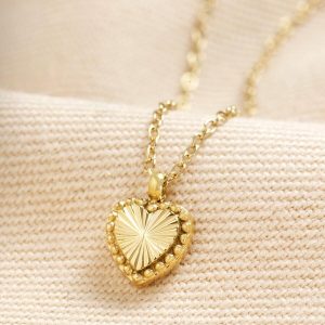 Necklaces | Gold Stainless Steel Tiny Antiqued Heart Pendant Necklace – Womens Jewellery Necklaces