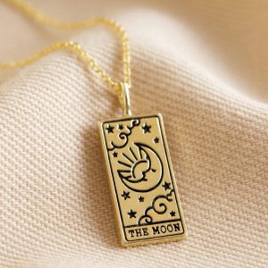 Necklaces | Gold The Moon Tarot Card Pendant Necklace – Womens Jewellery Necklaces