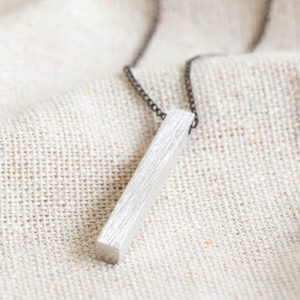 Necklaces | Gunmetal Silver Bar Necklace – Womens/Mens Jewellery Mens