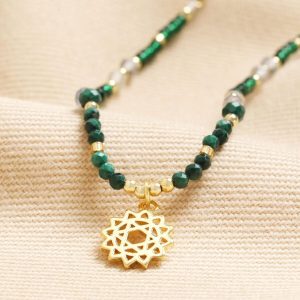 Necklaces | Heart Chakra Beaded Necklace in Gold – Womens Jewellery Necklaces