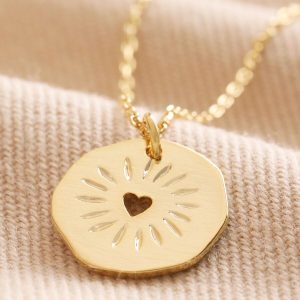 Necklaces | Heart Disc Pendant Necklace in Gold – Womens Jewellery Necklaces