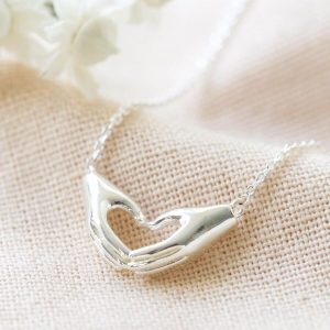 Necklaces | Heart Shaped Hands Necklace in Silver Silver – Womens Jewellery Necklaces