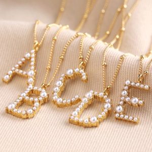 Necklaces | Irregular Pearl Initial Necklace in Gold – Womens Jewellery Necklaces