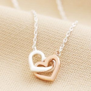 Necklaces | Mixed Metal Tiny Interlocking Hearts Necklace in Silver – Womens Jewellery Necklaces