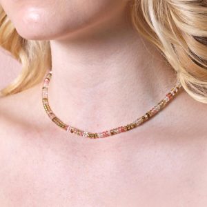 Necklaces | Mixed Rondelle Stone Beaded Necklace in Gold – Womens Jewellery Necklaces