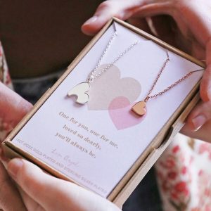 Necklaces | Mother & Child Set of 2 Heart Puzzle Necklaces in Silver and Rose Gold – Womens/Kids Children's Necklaces Kids