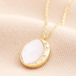 Necklaces | Mother of Pearl Moon Pendant Necklace in Gold – Womens Jewellery Necklaces