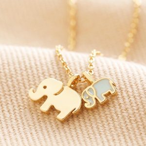 Necklaces | Mum and Baby Elephant Charm Necklace in Gold – Womens Jewellery Necklaces