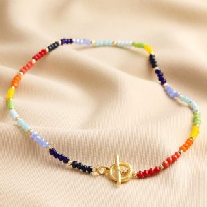 Necklaces | My Doris Rainbow Beaded Necklace in Gold – Womens Jewellery Necklaces