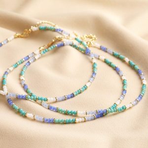 Necklaces | My Doris Set of Three Blue Beaded Necklaces – Womens Jewellery Necklaces