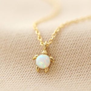 Necklaces | Opal Turtle Charm Necklace in Gold – Womens Jewellery Necklaces