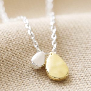 Necklaces | Organic Hammered Droplet Charm Necklace in Silver – Womens Jewellery Necklaces