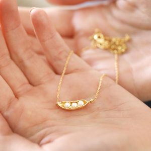 Necklaces | Pearl Three Peas in a Pod Pendant Necklace in Gold – Womens Jewellery Necklaces