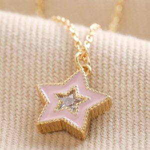 Necklaces | Pink Enamel and Crystal Star Necklace in Gold – Womens Jewellery Necklaces