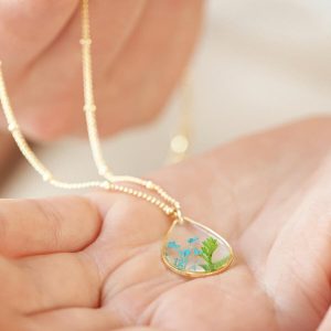 Necklaces | Pressed Birth Flower Pendant Necklace in Gold – Womens Jewellery Necklaces