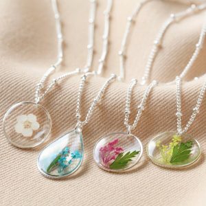 Necklaces | Pressed Birth Flower Pendant Necklace in Silver – Womens Jewellery Necklaces