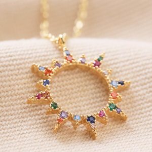 Necklaces | Rainbow Crystal Sunburst Pendant Necklace in Gold – Womens Jewellery Necklaces