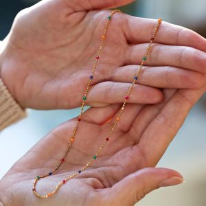 Necklaces | Rainbow Enamel Bead Chain Necklace in Gold – Womens Jewellery Necklaces