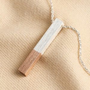 Necklaces | Rose Gold Dipped Bar Pendant Necklace in Silver – Womens Jewellery Necklaces