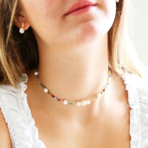 Necklaces | Semi-Precious Stone and Freshwater Pearl Beaded Choker – Womens Jewellery Necklaces