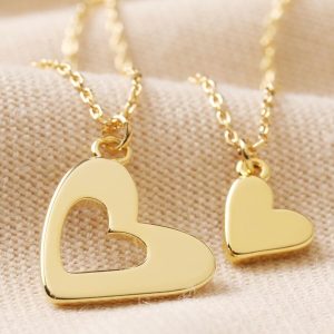 Necklaces | Set of 2 Friendship Heart Pendant Necklaces in Gold – Womens Jewellery Necklaces