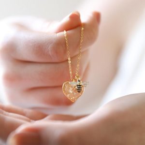 Necklaces | Shell Heart and Bee Charm Necklace in Gold – Womens Jewellery Necklaces