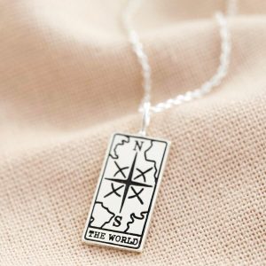 Necklaces | Silver The World Tarot Card Pendant Necklace – Womens Jewellery Necklaces