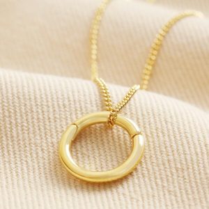 Necklaces | Small Halo Clasp Pendant Necklace in Gold – Womens Jewellery Necklaces