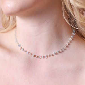 Necklaces | Stainless Steel Blue Stone Chip Necklace – Womens Jewellery Necklaces