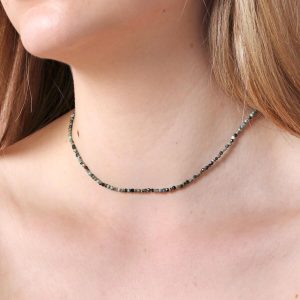 Necklaces | Stainless Steel Green Semi-Precious Stone Beaded Necklace – Womens Jewellery Necklaces