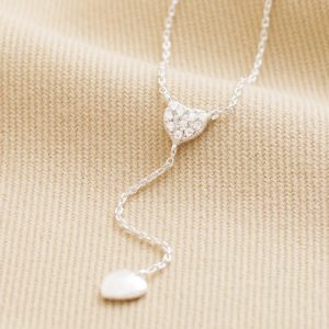 Necklaces | Sterling Silver Crystal Heart Lariat Necklace – Womens Jewellery Necklaces