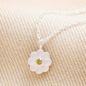 Necklaces | Sterling Silver Enamel Daisy Pendant Necklace – Womens Jewellery Necklaces