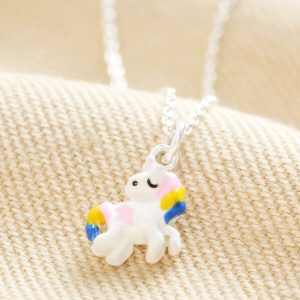 Necklaces | Sterling Silver Enamel Unicorn Pendant Necklace – Womens/Kids Jewellery Kids